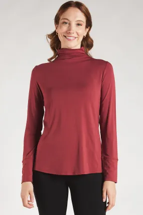 Dalya Funnel-Neck Bamboo Long Sleeve - Rosewood