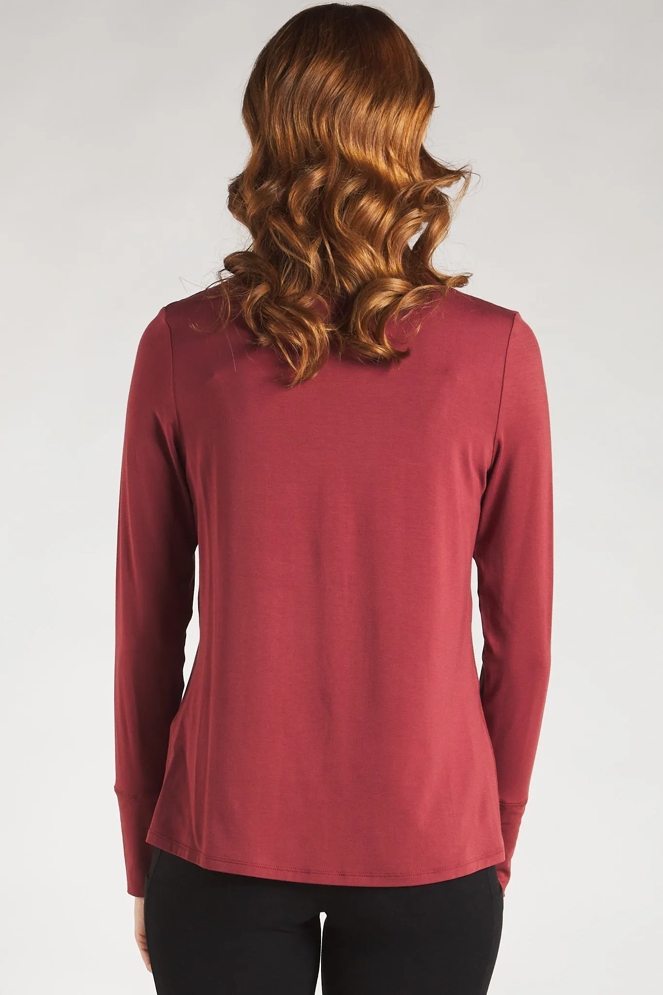 Dalya Funnel-Neck Bamboo Long Sleeve - Rosewood