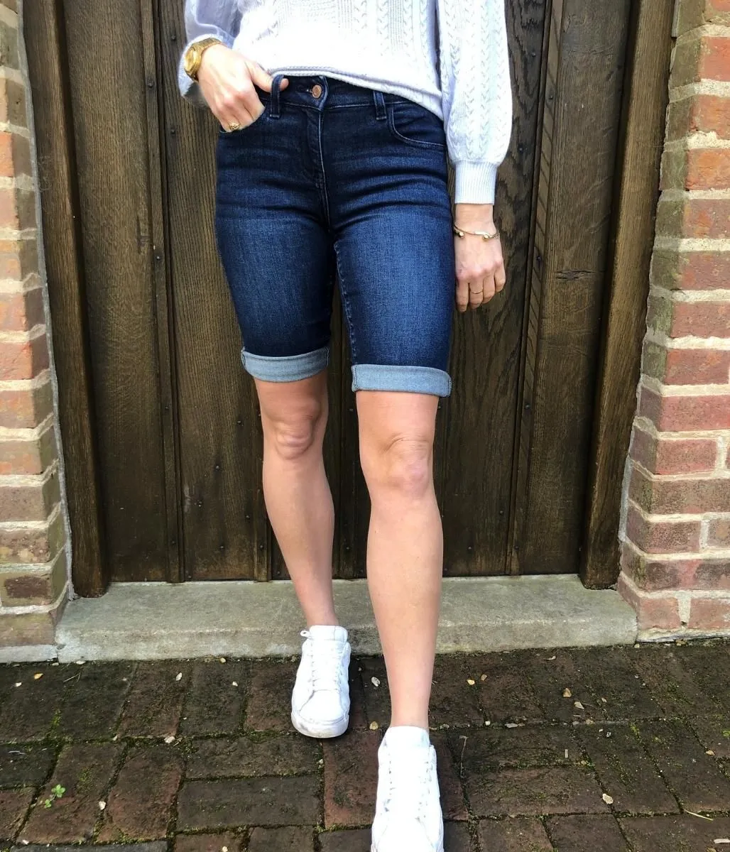 Dark Denim Knee Length Shorts