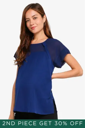 Debs Short Sleeve Nursing Top Navy