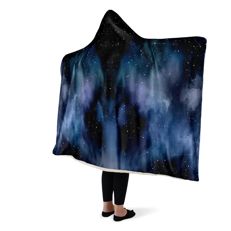 Deep Blue Hooded Blanket - Cozy and Warm Wrap-around Blanket with Vegan Fur Lining and Hood