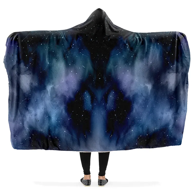 Deep Blue Hooded Blanket - Cozy and Warm Wrap-around Blanket with Vegan Fur Lining and Hood