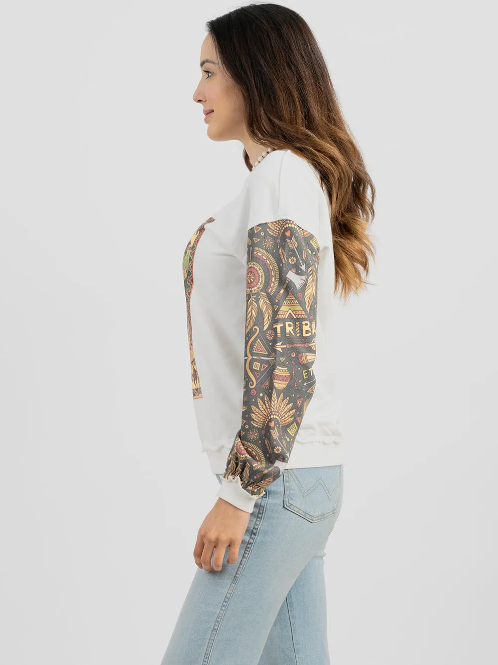 Delila Women Studded "101 Ranch Wild West" Graphic Print Distressed Long Sleeve Sweatshirt DL-T079  （Prepack 7 Pcs）