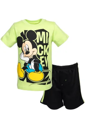 Disney Mickey Mouse Boys T-Shirt and Shorts Outfit Set Toddler to Little Kid