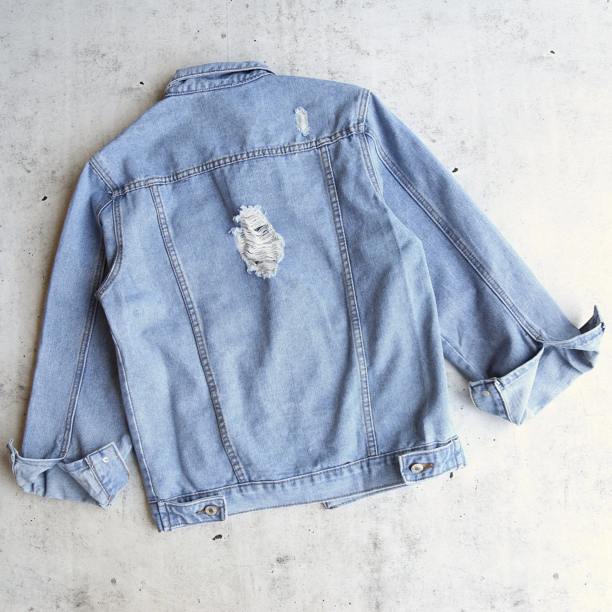 Distressed Denim Trucker Jacket