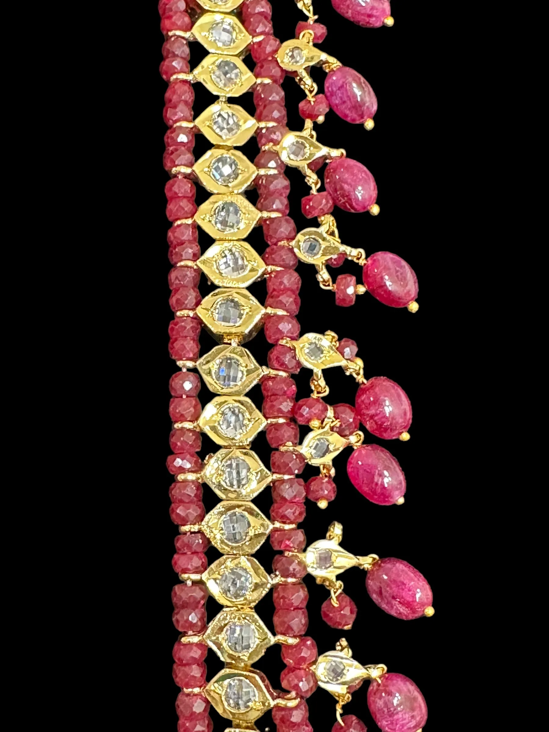 DLN37 Natural ruby beads Rani haar set ( READY TO SHIP )