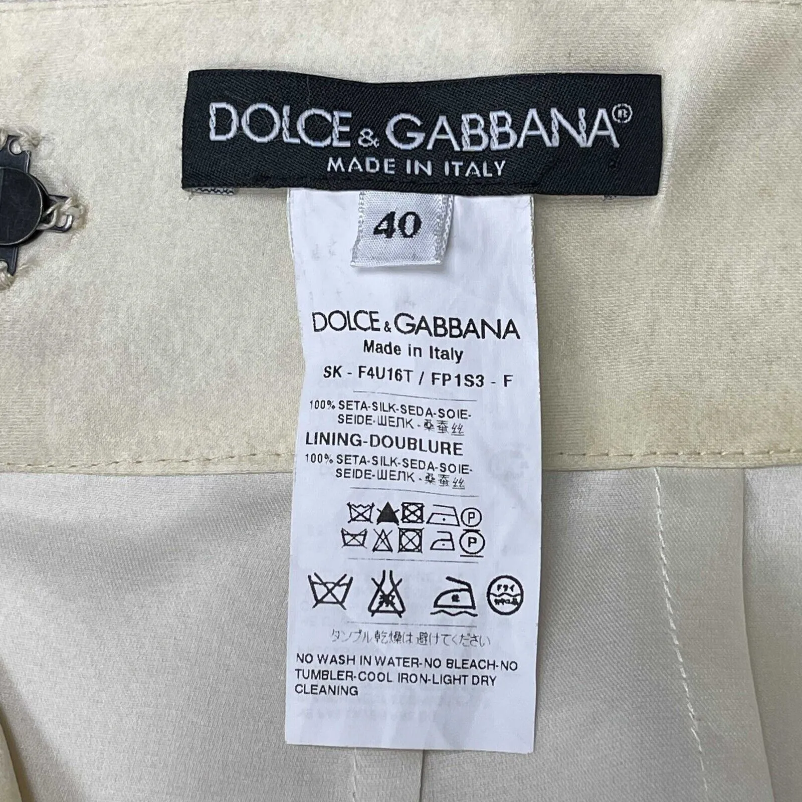 Dolce & Gabbana - Cream Silk Greek Ruins Temple Column Pencil - 40 US 10