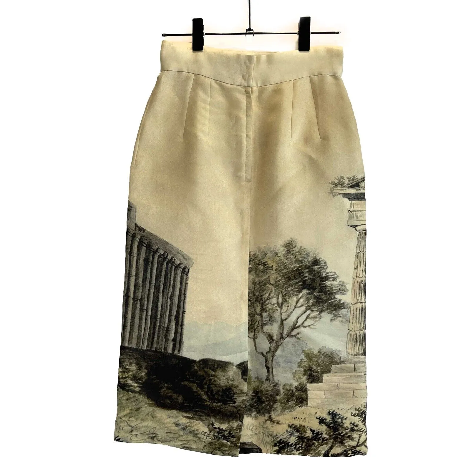 Dolce & Gabbana - Cream Silk Greek Ruins Temple Column Pencil - 40 US 10