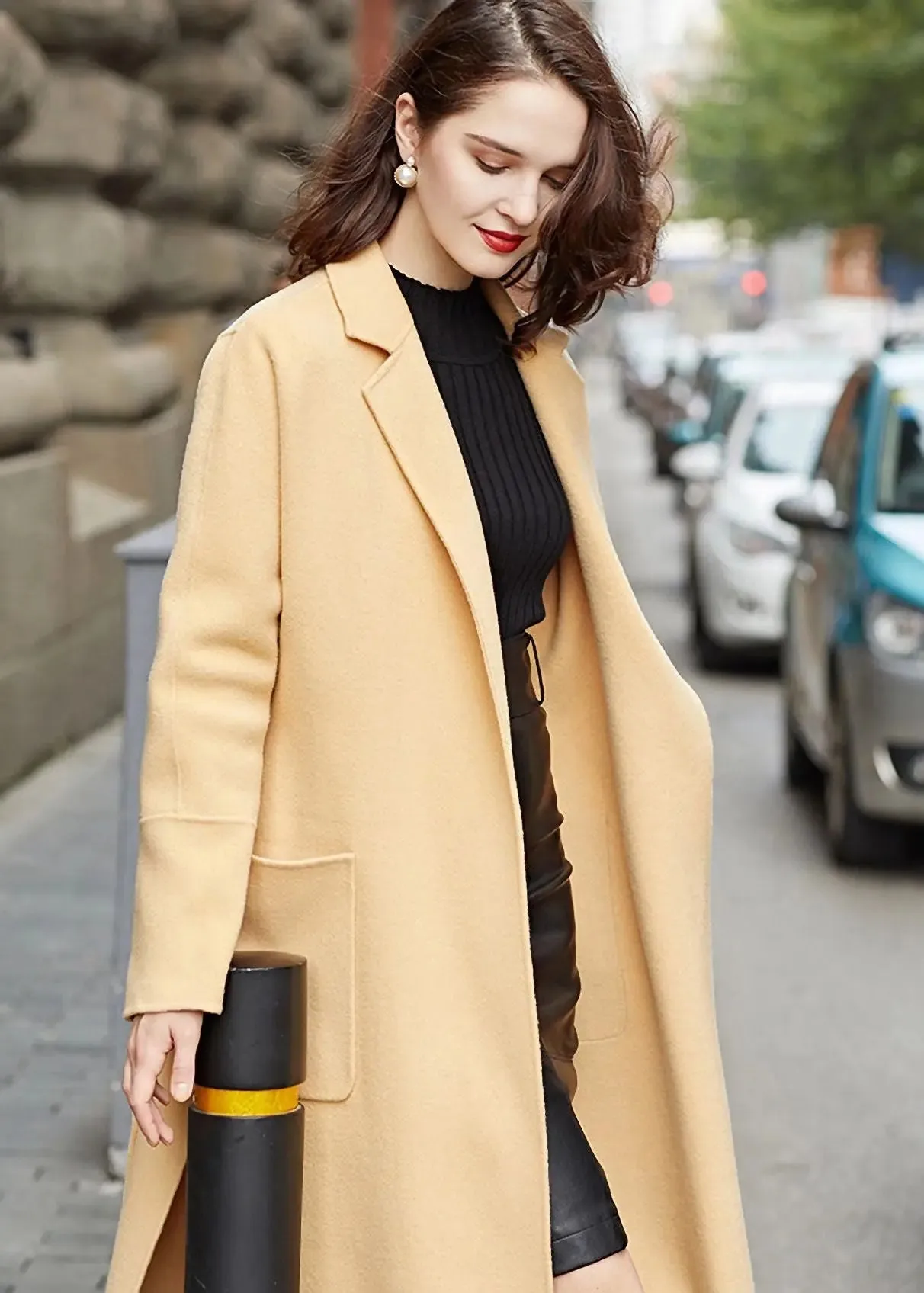 Double Face Wool Belted Long Coat