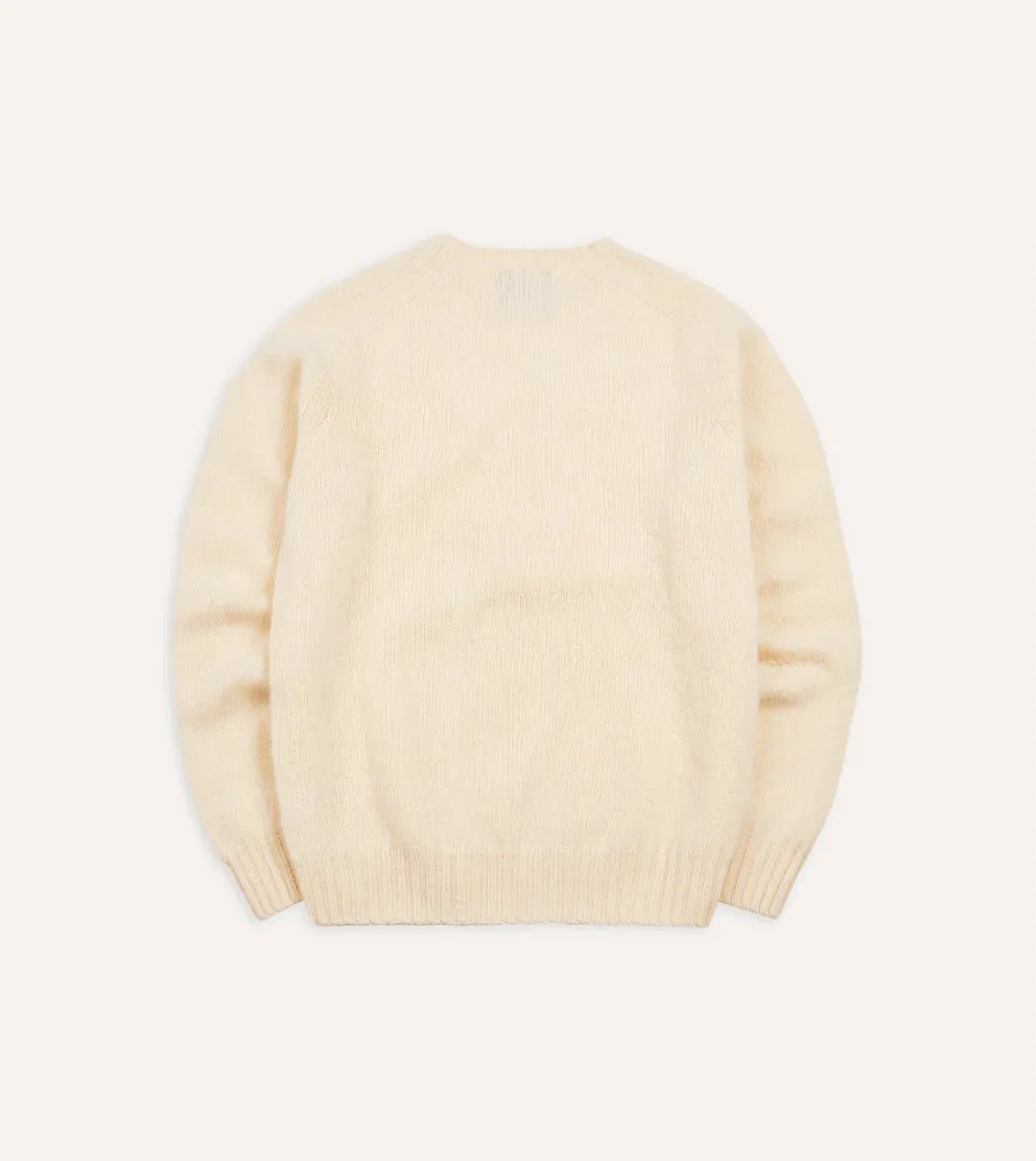 Drake's Brushed Shetland Crew Neck Jumper / Ecru