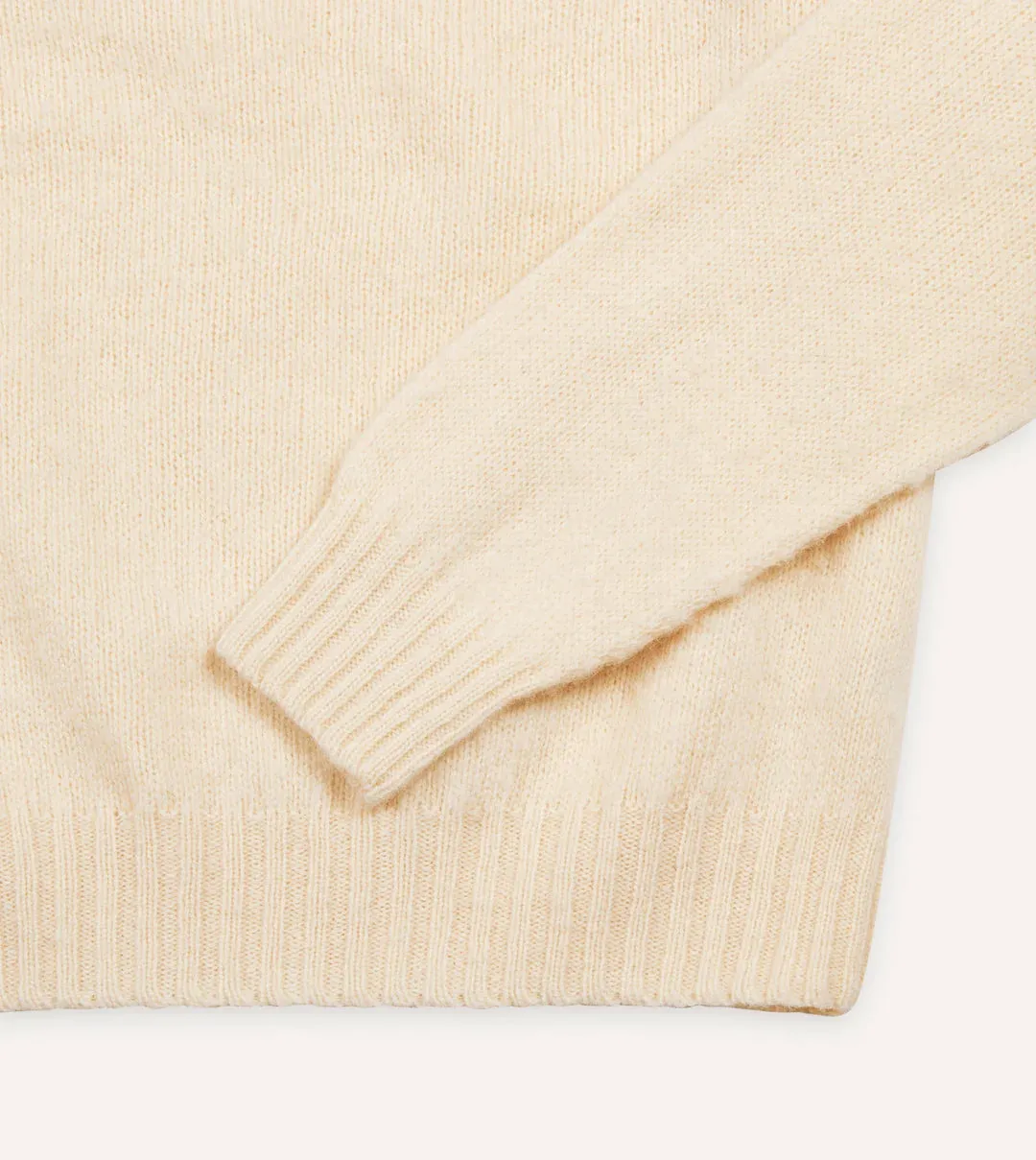 Drake's Brushed Shetland Crew Neck Jumper / Ecru