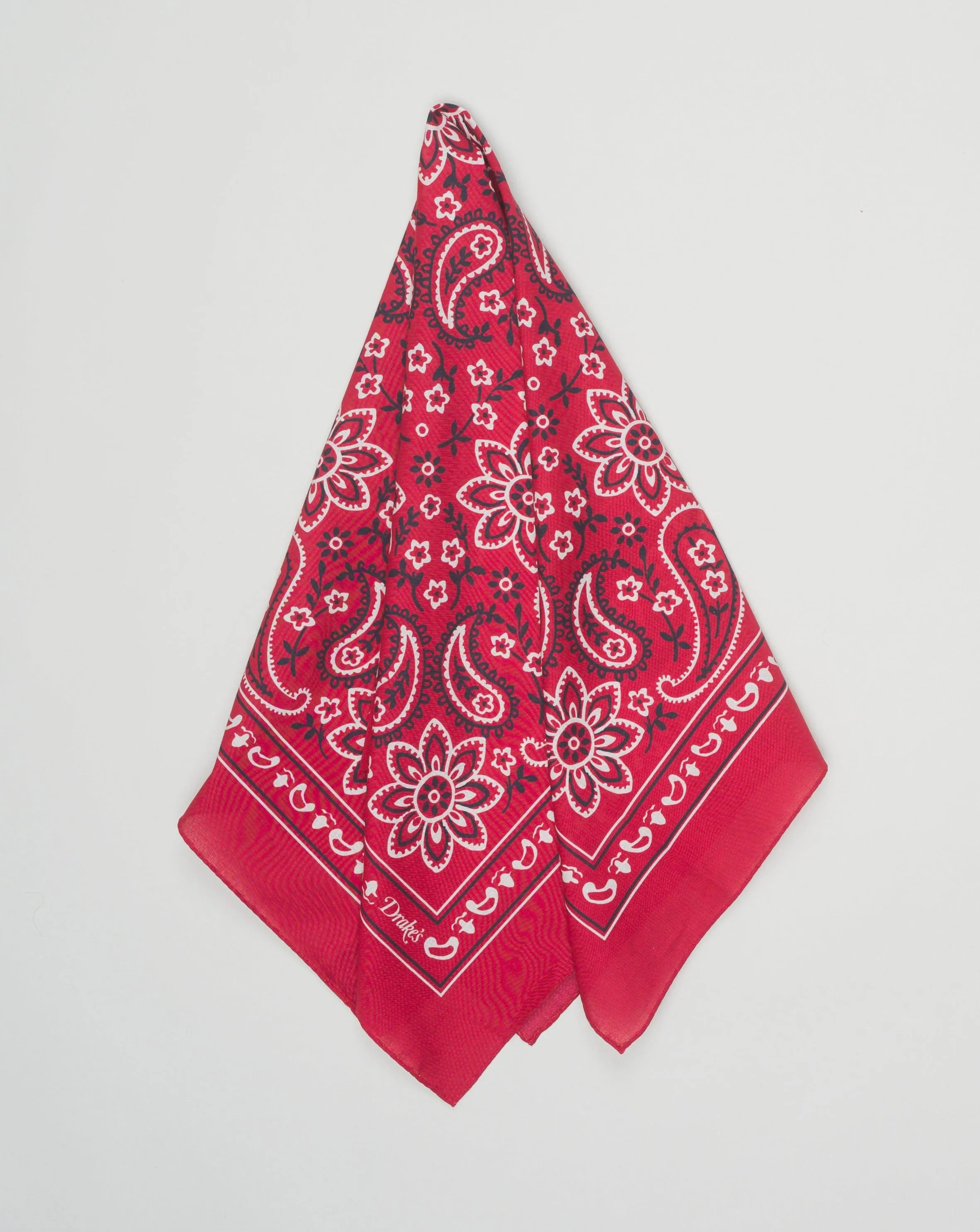 Drake's Cotton Paisley Bandana / Red