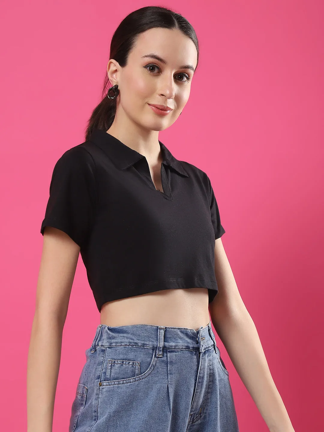 Elegant Polo Crop Top for Women