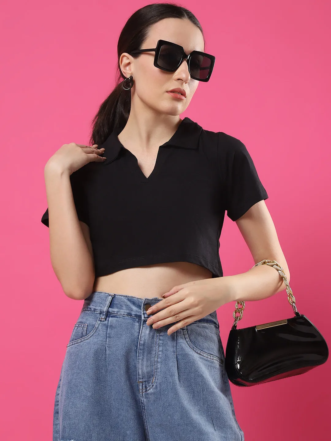 Elegant Polo Crop Top for Women