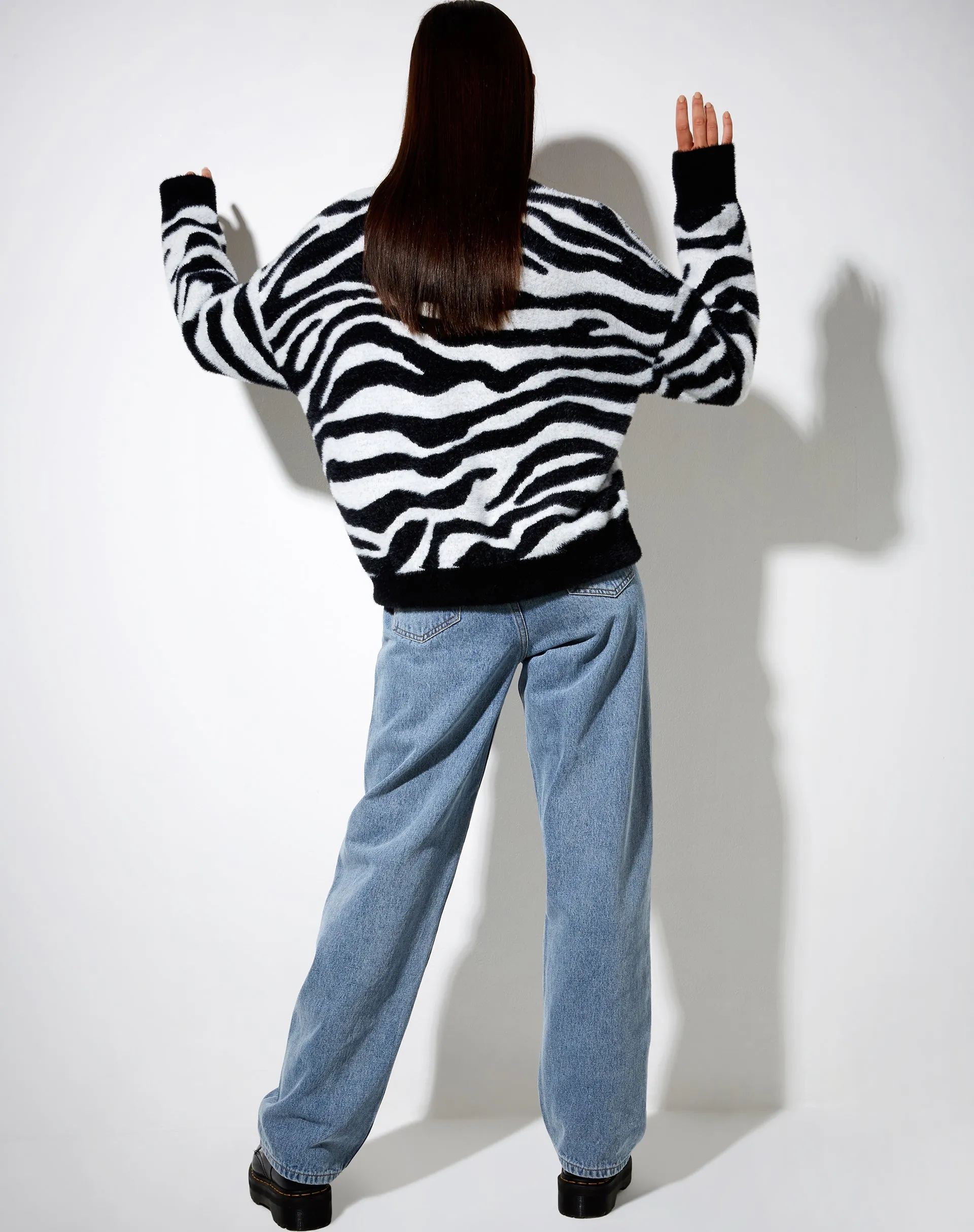 Eleni Jumper in Knit Zebra Black and White