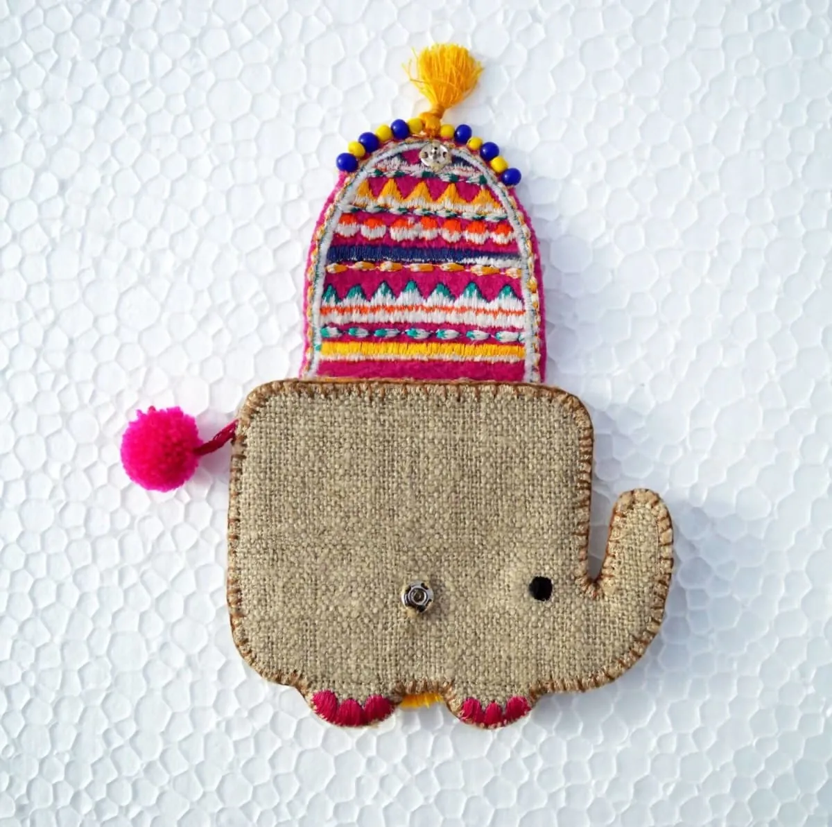 Elephant coin bag, wire holder, handmade, gift, bohemian, moroccan size 4X3 inches