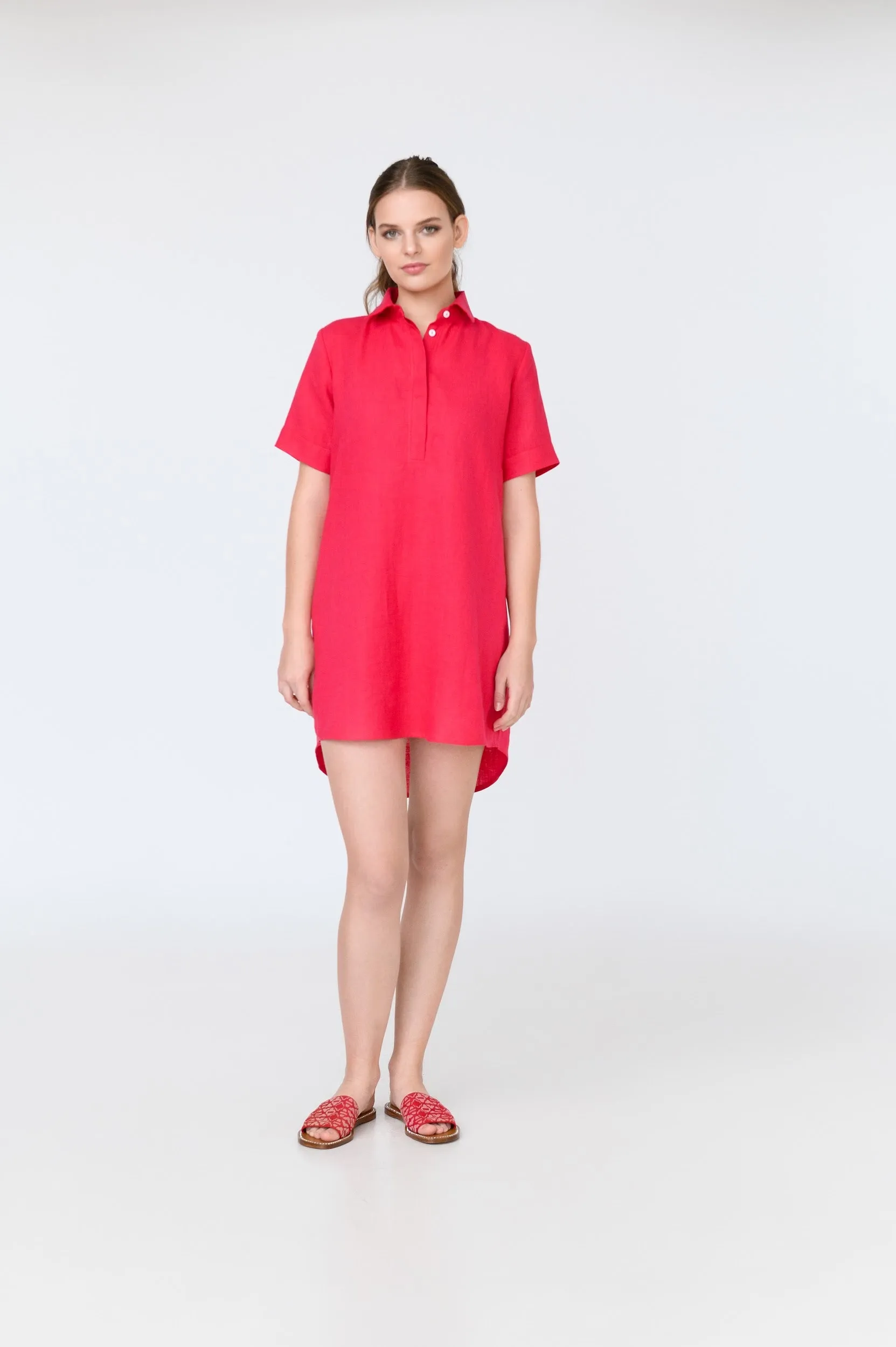 Elza Short Sleeve Linen Mini Dress