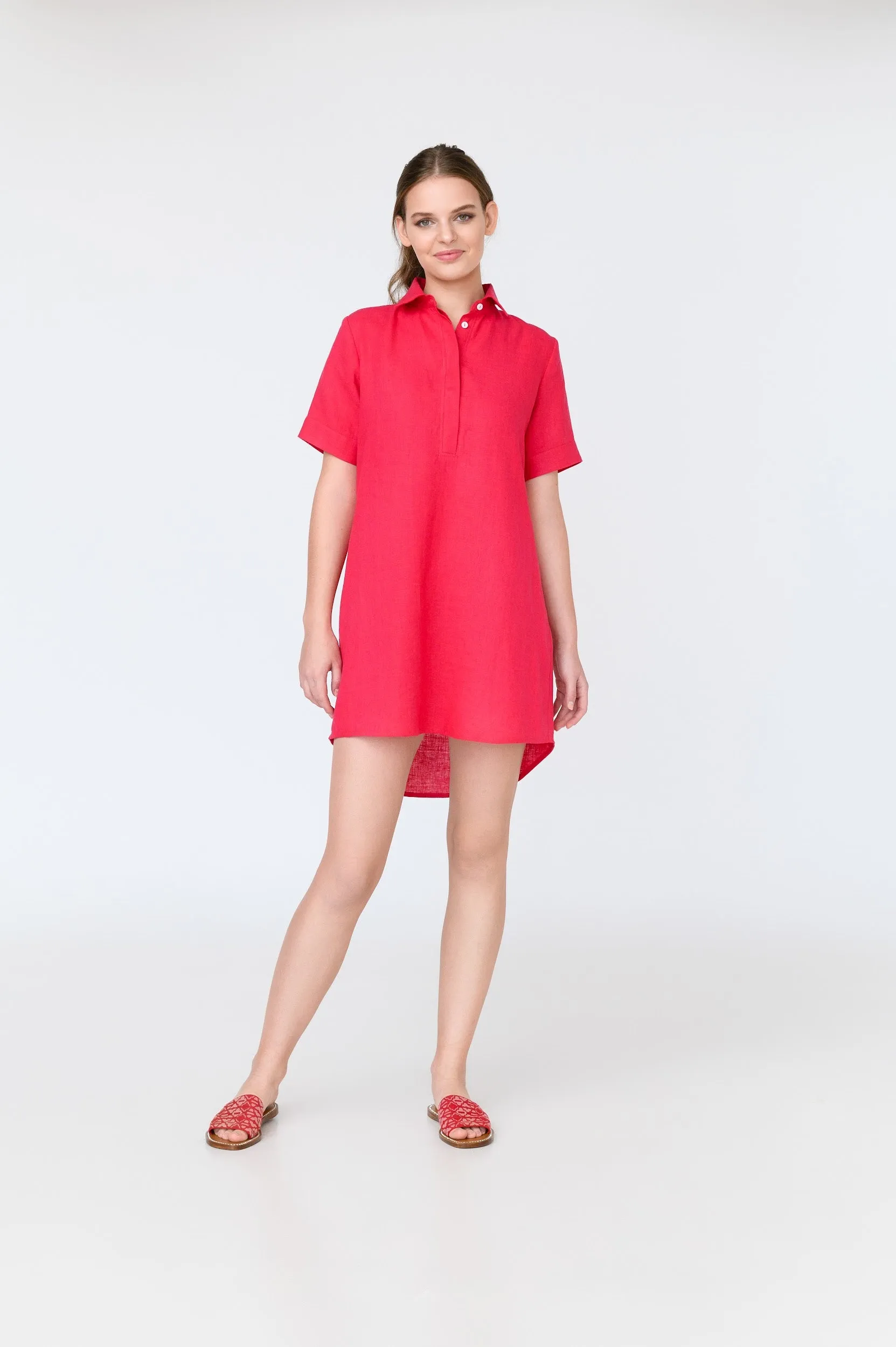 Elza Short Sleeve Linen Mini Dress