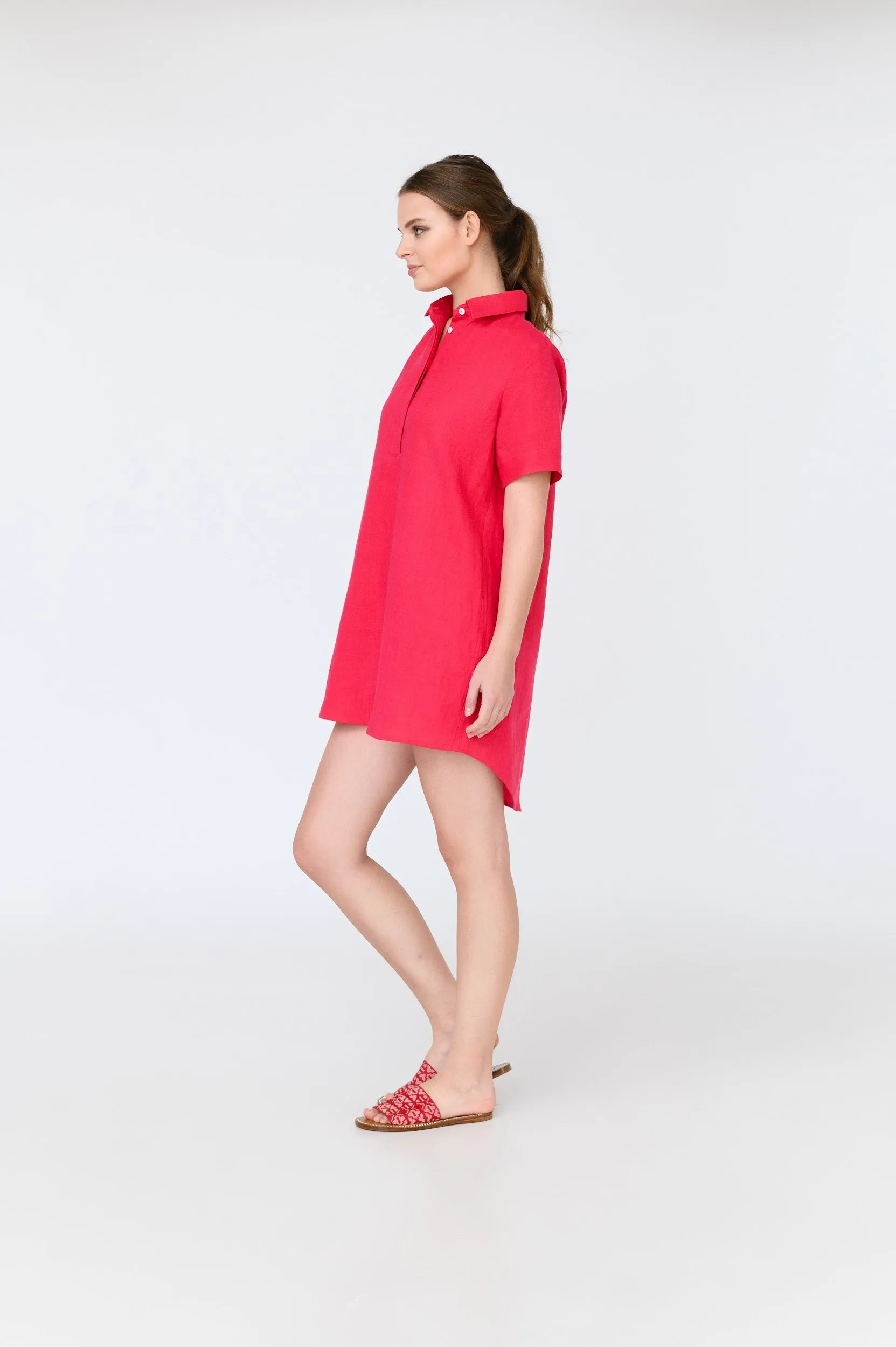 Elza Short Sleeve Linen Mini Dress