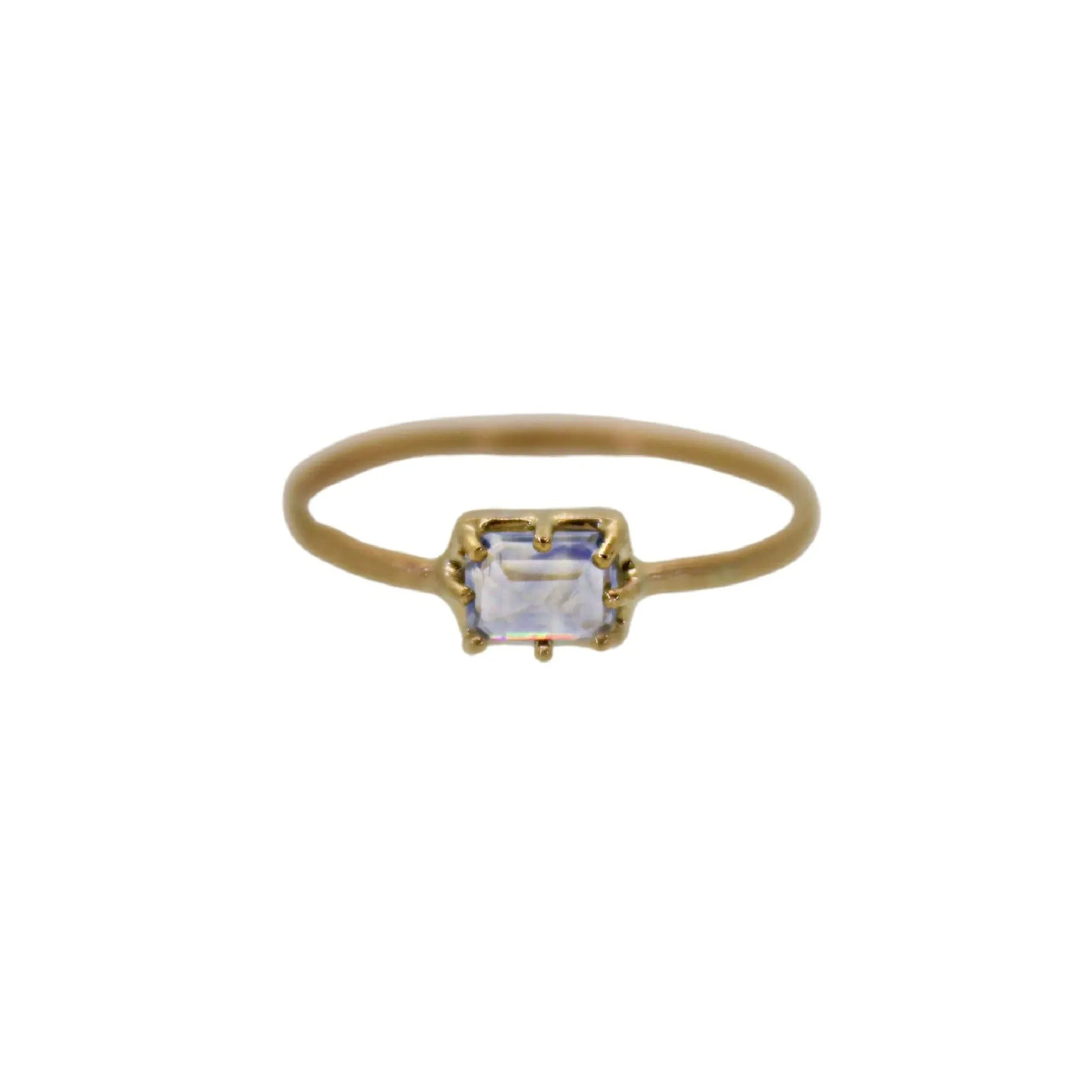 Emerald Cut Aquamarine Prong Set Ring