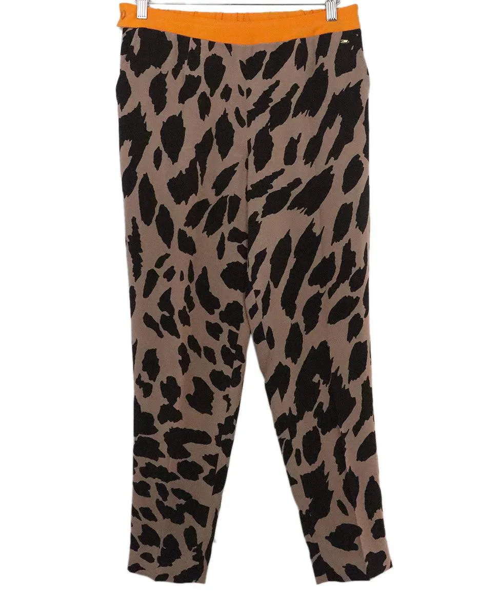 Escada Brown & Orange Animal Print Pants sz 6