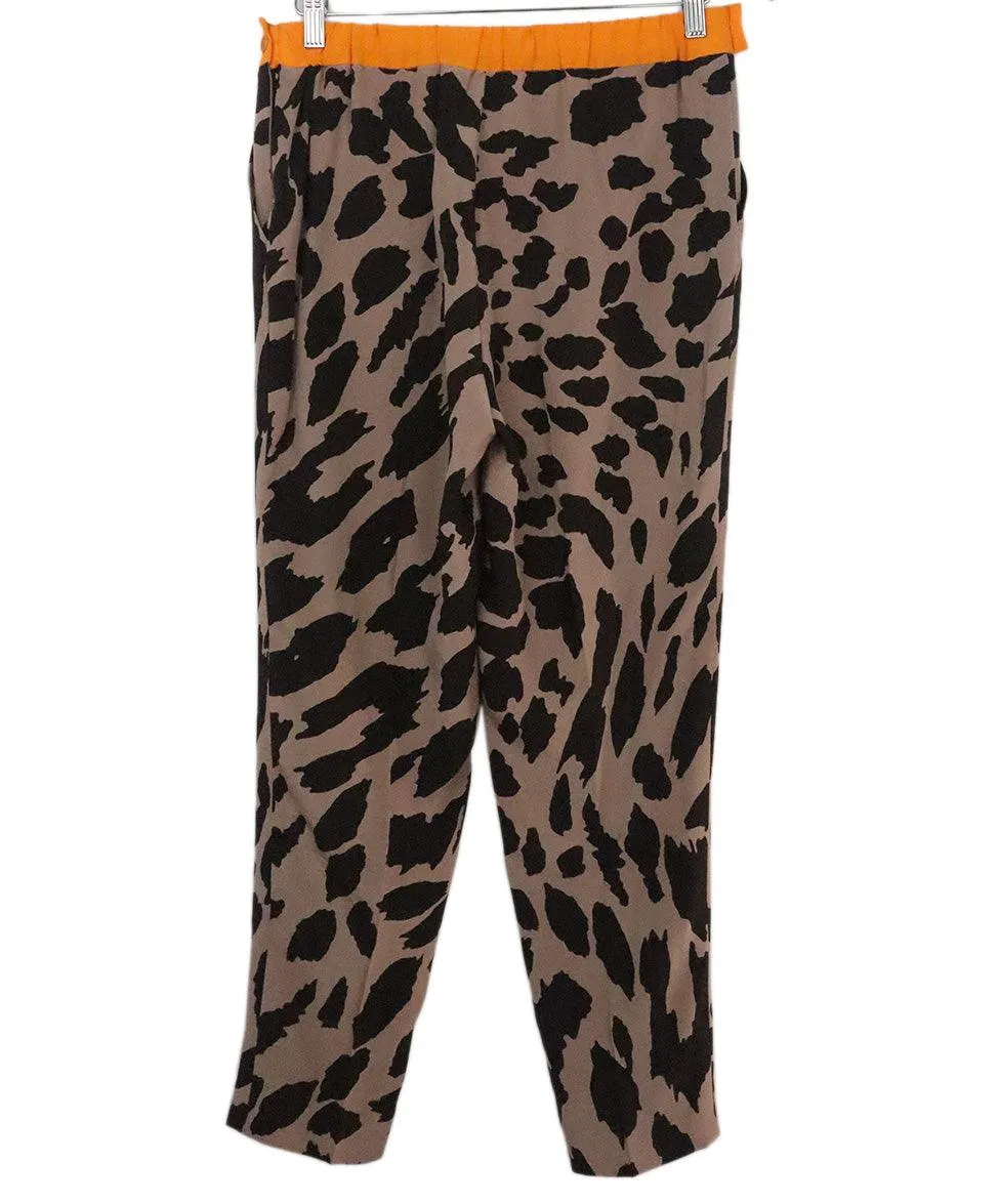 Escada Brown & Orange Animal Print Pants sz 6