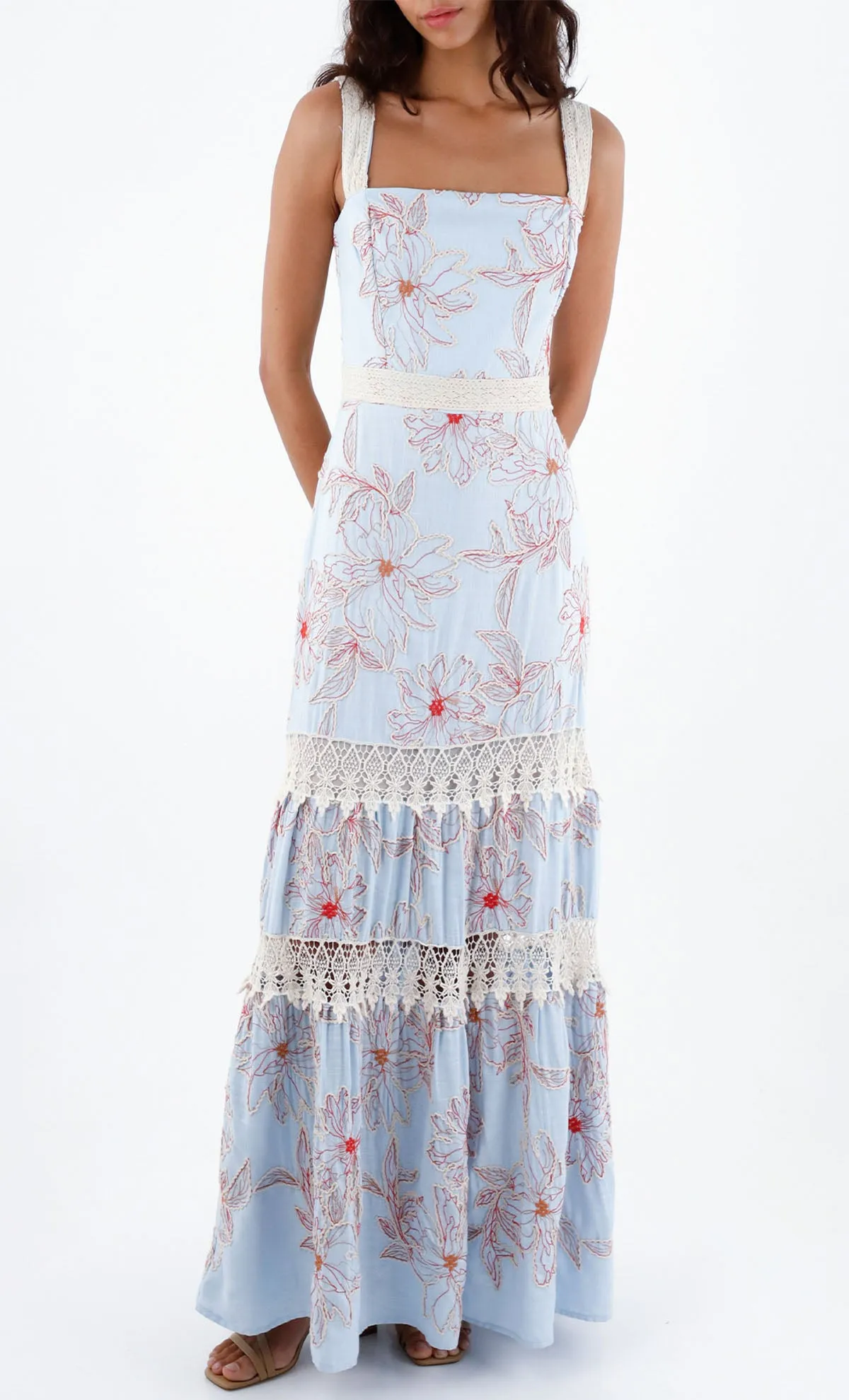 ESPECIA Plumeria Maxi Dress - Blue