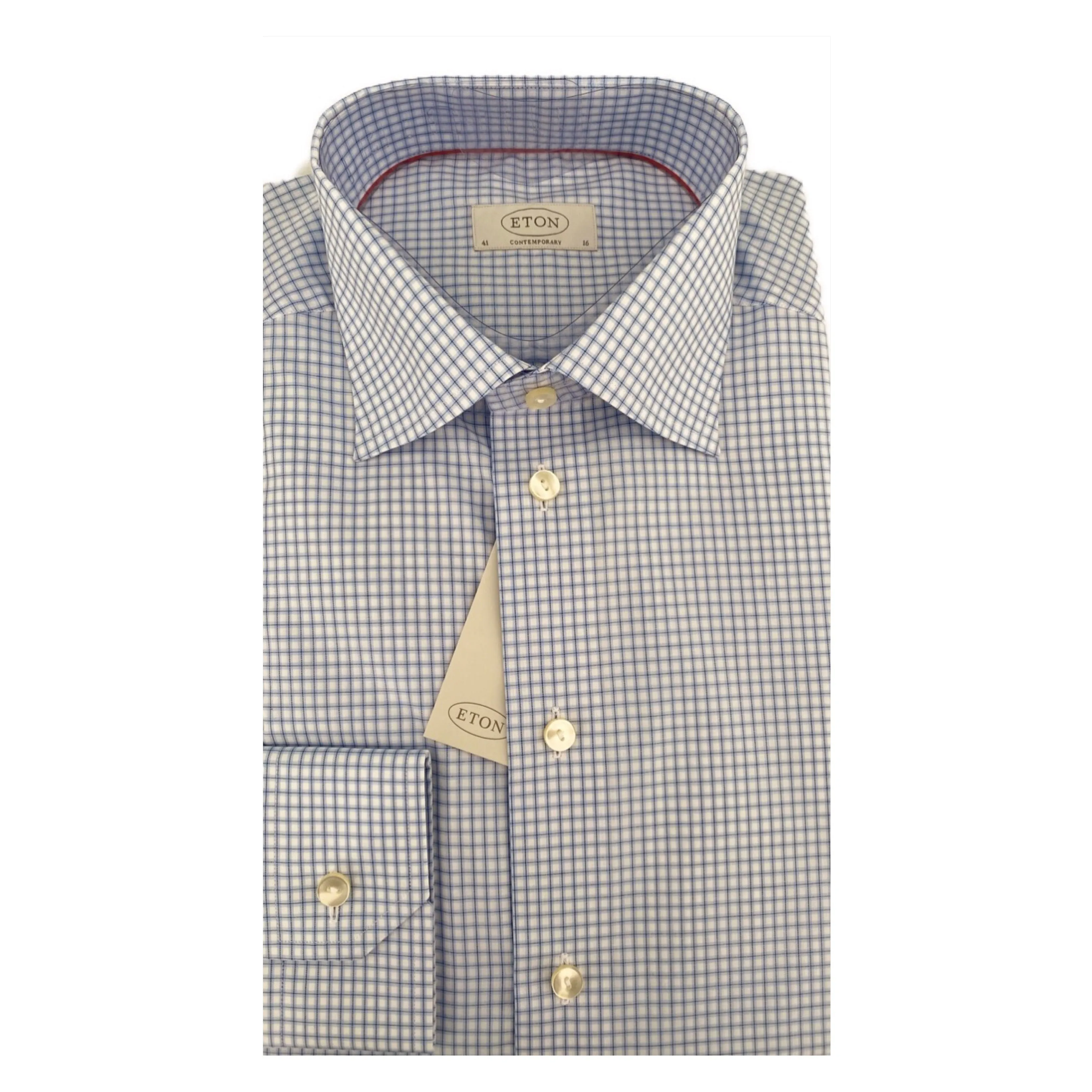 ETON Blue/White Check Contemporary Fit Shirt