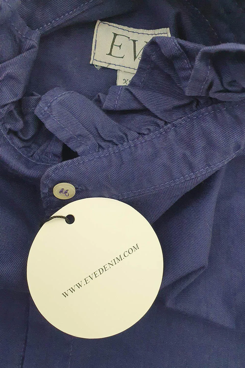 EVE DENIM 100% Cotton Violet Shirt in Navy Blue (XS)