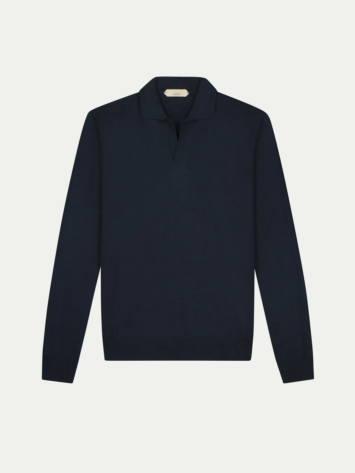 Extrafine Merino Buttonless Polo Navy