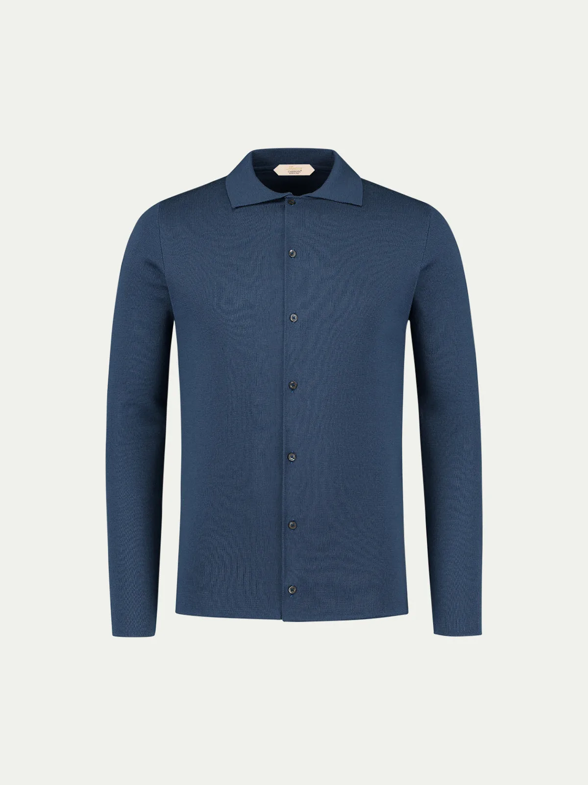 Extrafine Merino Knitted Shirt Petrol