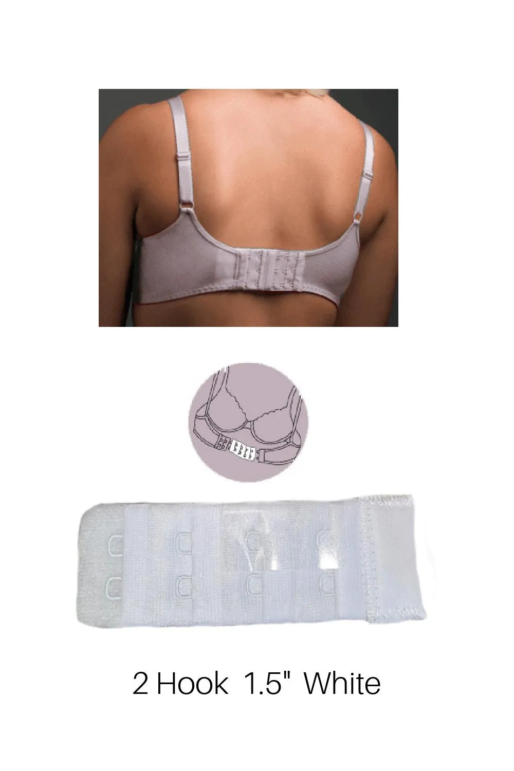 Fashion Essentials Bra Extender, 1.5, White  50501