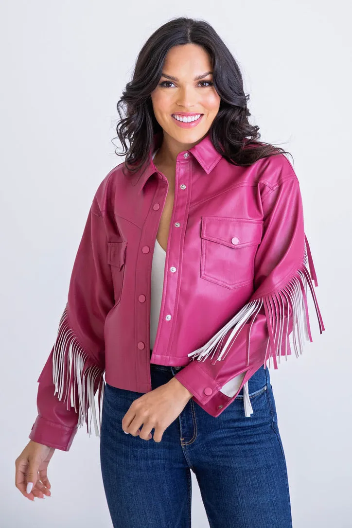 Faux Leather Fringe Jacket