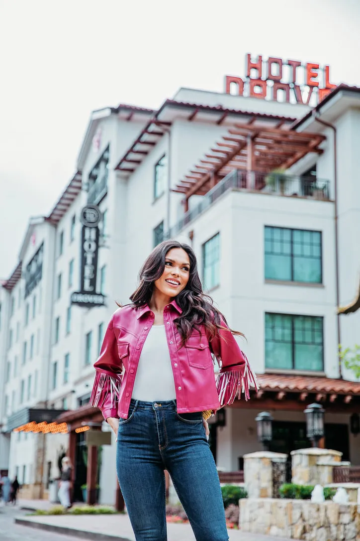 Faux Leather Fringe Jacket