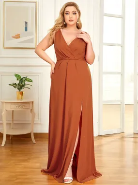 Floor Length V Neck Shimmery Wholesale Plus Size Evening Dresses