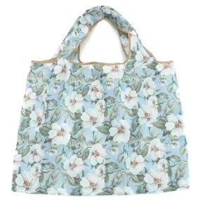 Foldable Bag Jackie Hibiscus White Blue