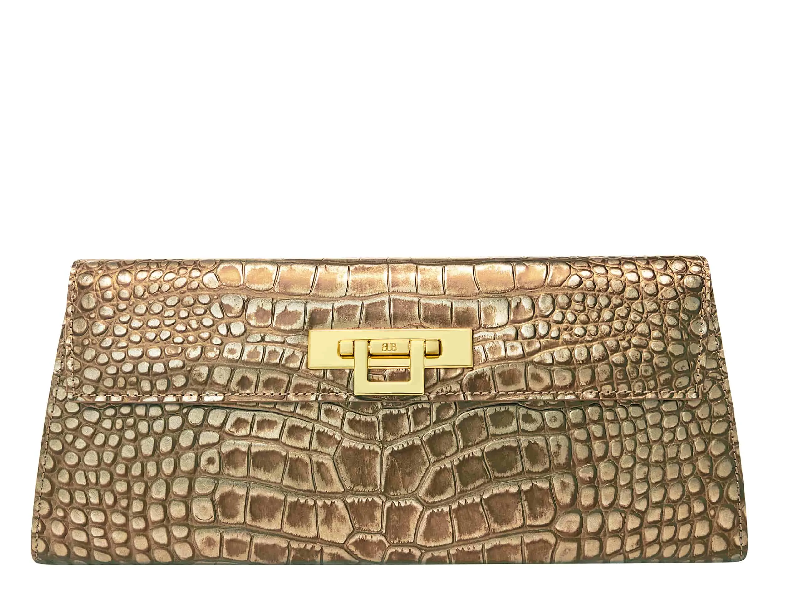 Fonteyn Clutch Orinoco 'Croc' Print Calf Leather Handbag - Bronze