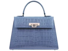 Fonteyn Large Orinoco 'Croc' Print Calf Leather Handbag - Bluebell