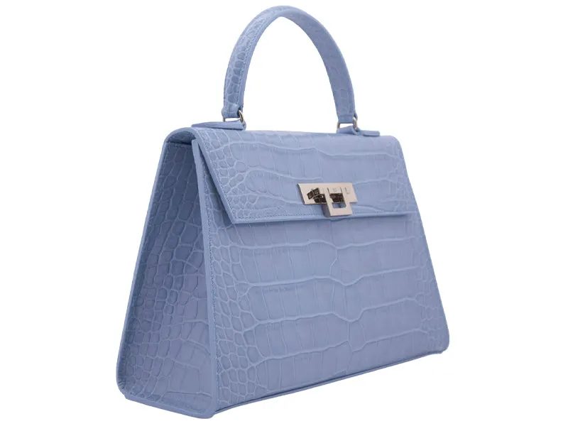 Fonteyn Large Orinoco 'Croc' Print Calf Leather Handbag - Bluebell