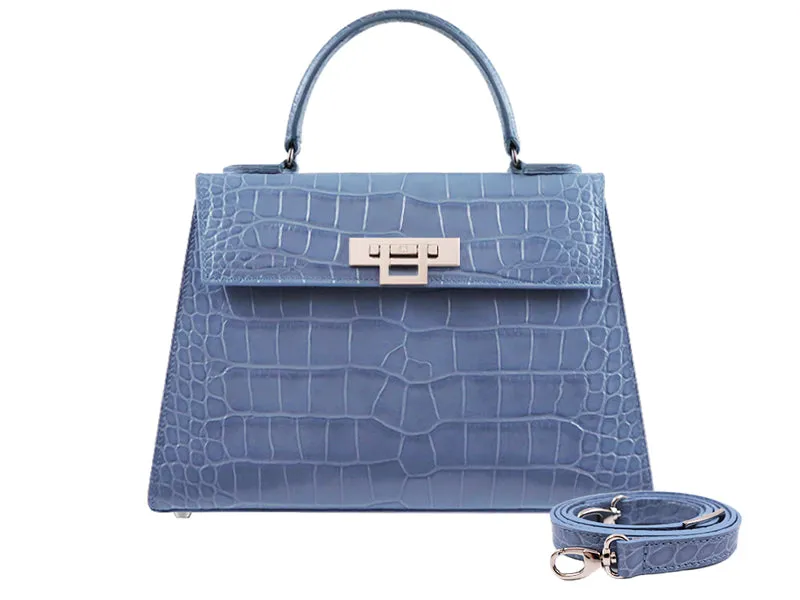 Fonteyn Large Orinoco 'Croc' Print Calf Leather Handbag - Bluebell