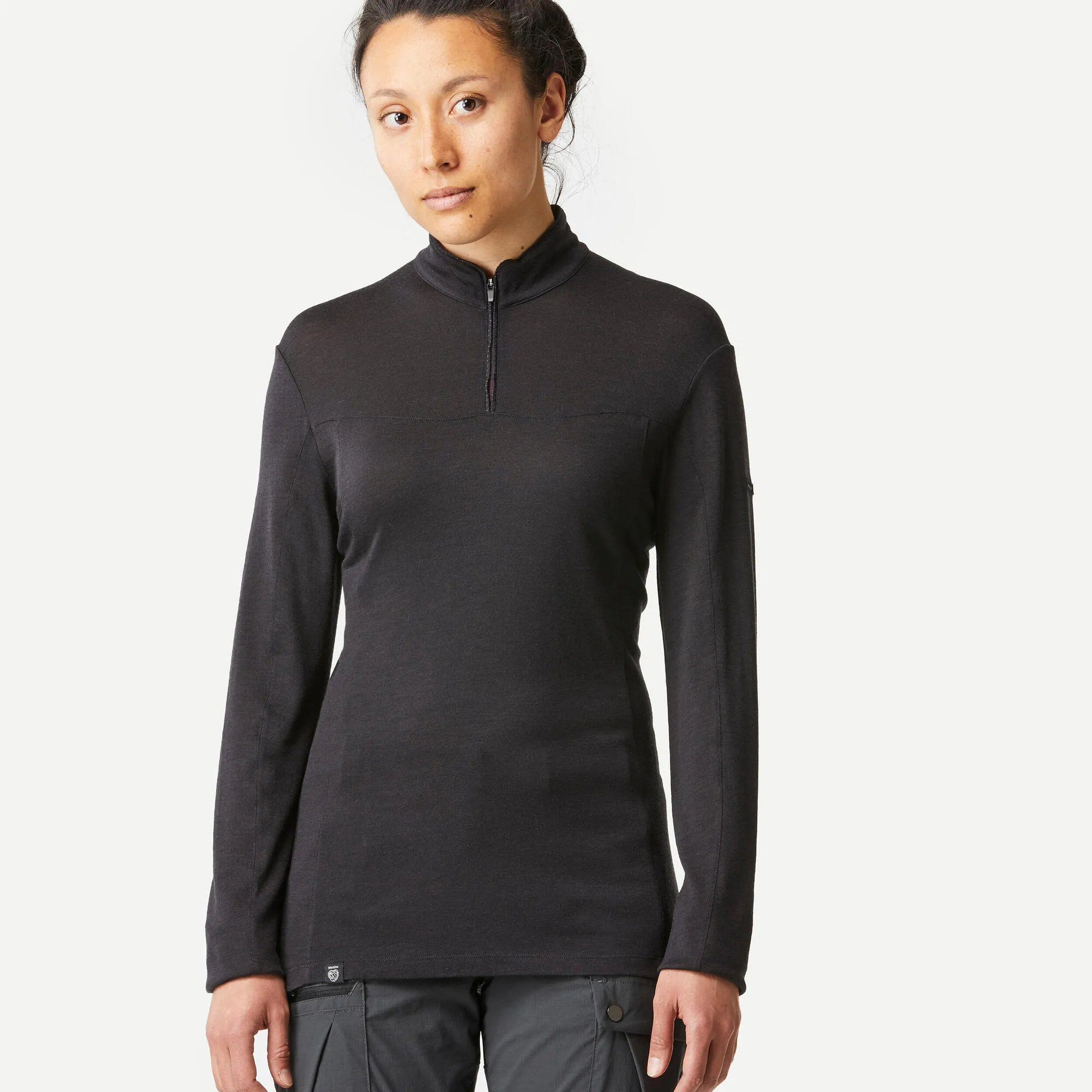 Forclaz Women's Long-sleeved Merino Zipped Neck T-shirt - MT500