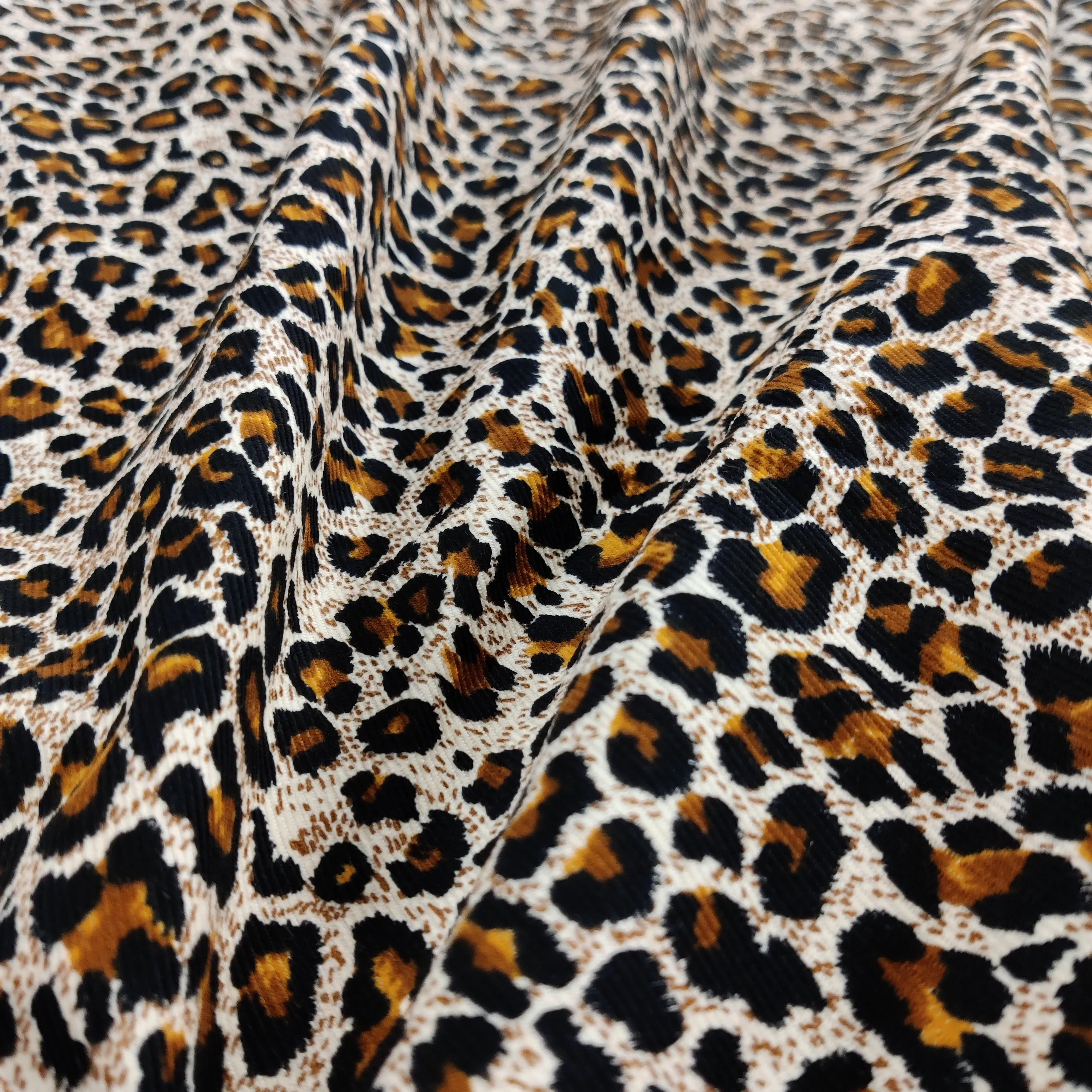 FS812_1 Leopard Spots Cord Cotton Fabric Beige