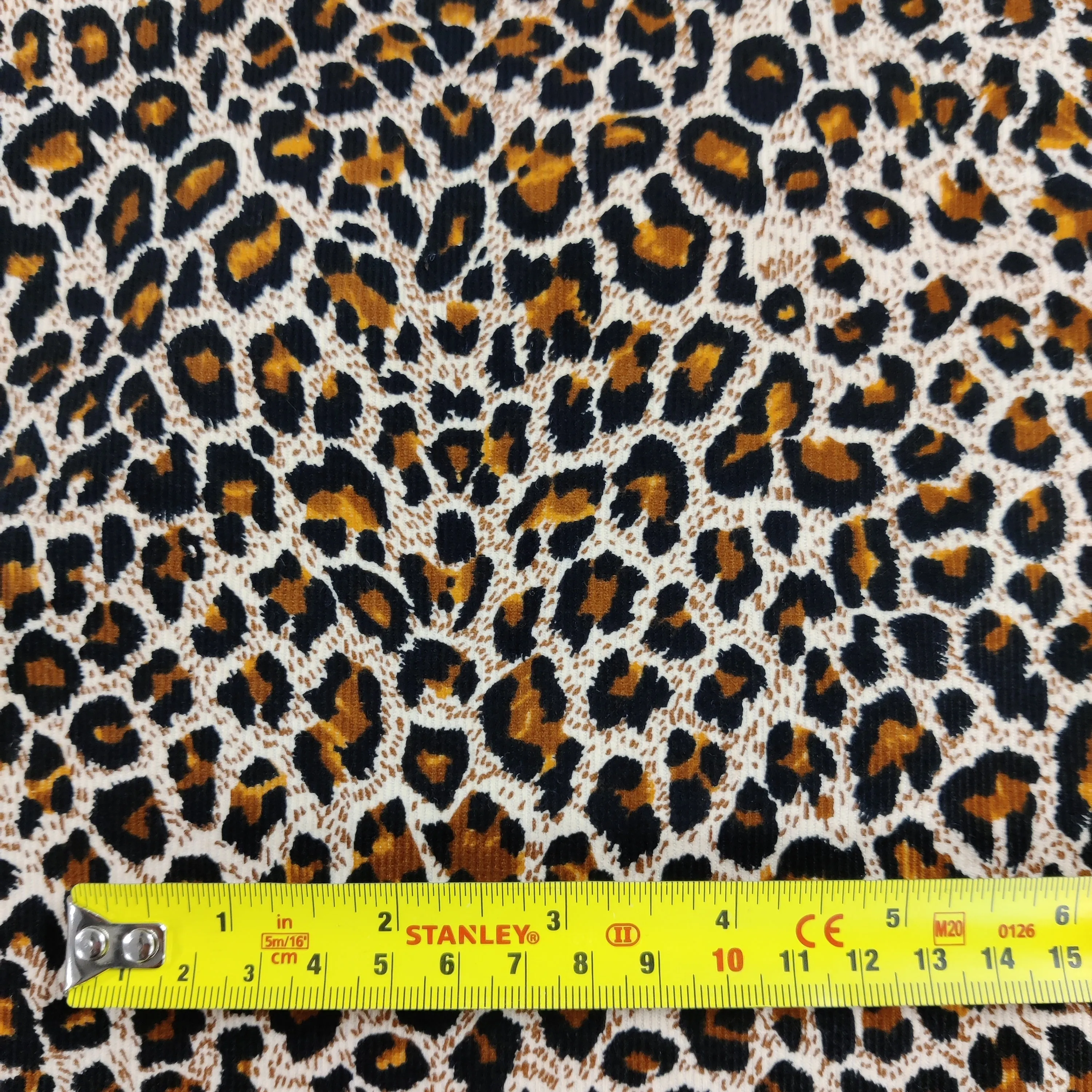 FS812_1 Leopard Spots Cord Cotton Fabric Beige