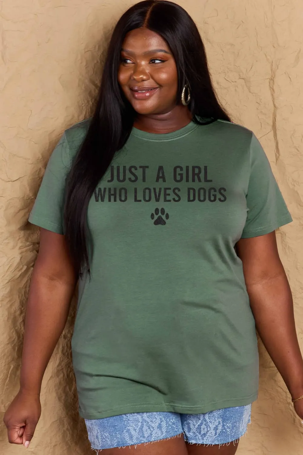 Full Size Dog Paw Graphic Cotton T-Shirt