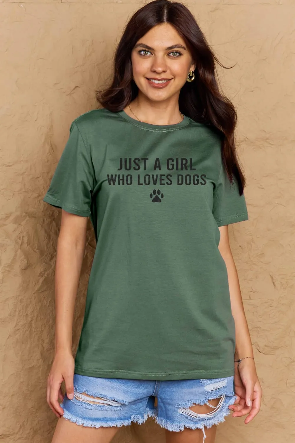 Full Size Dog Paw Graphic Cotton T-Shirt