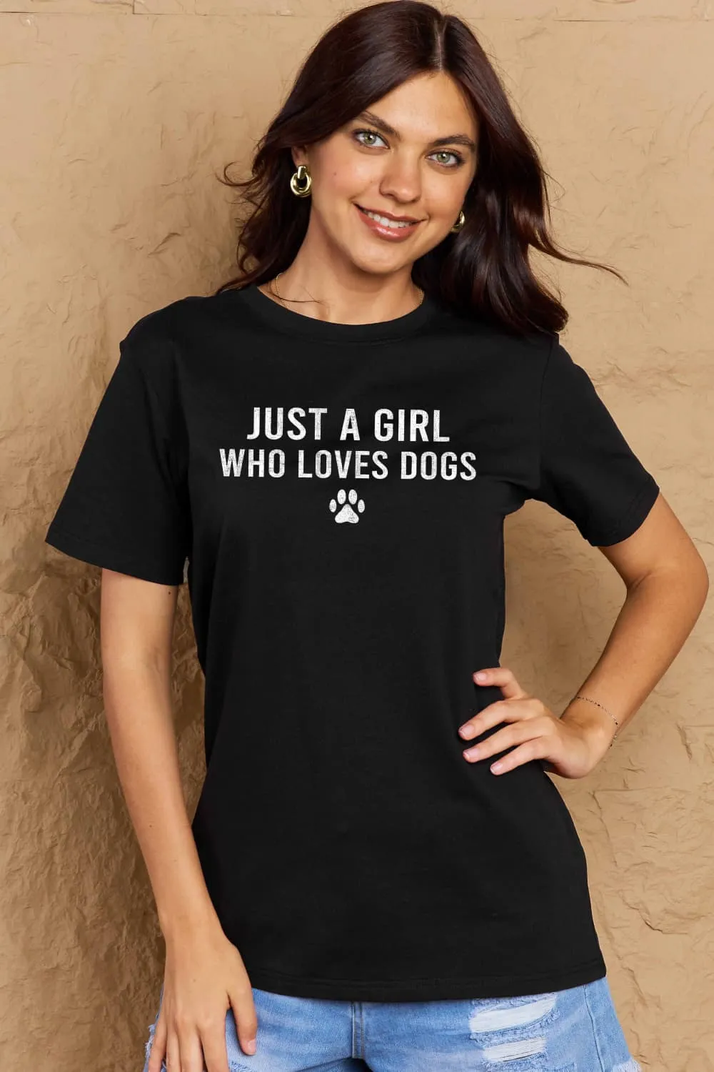 Full Size Dog Paw Graphic Cotton T-Shirt