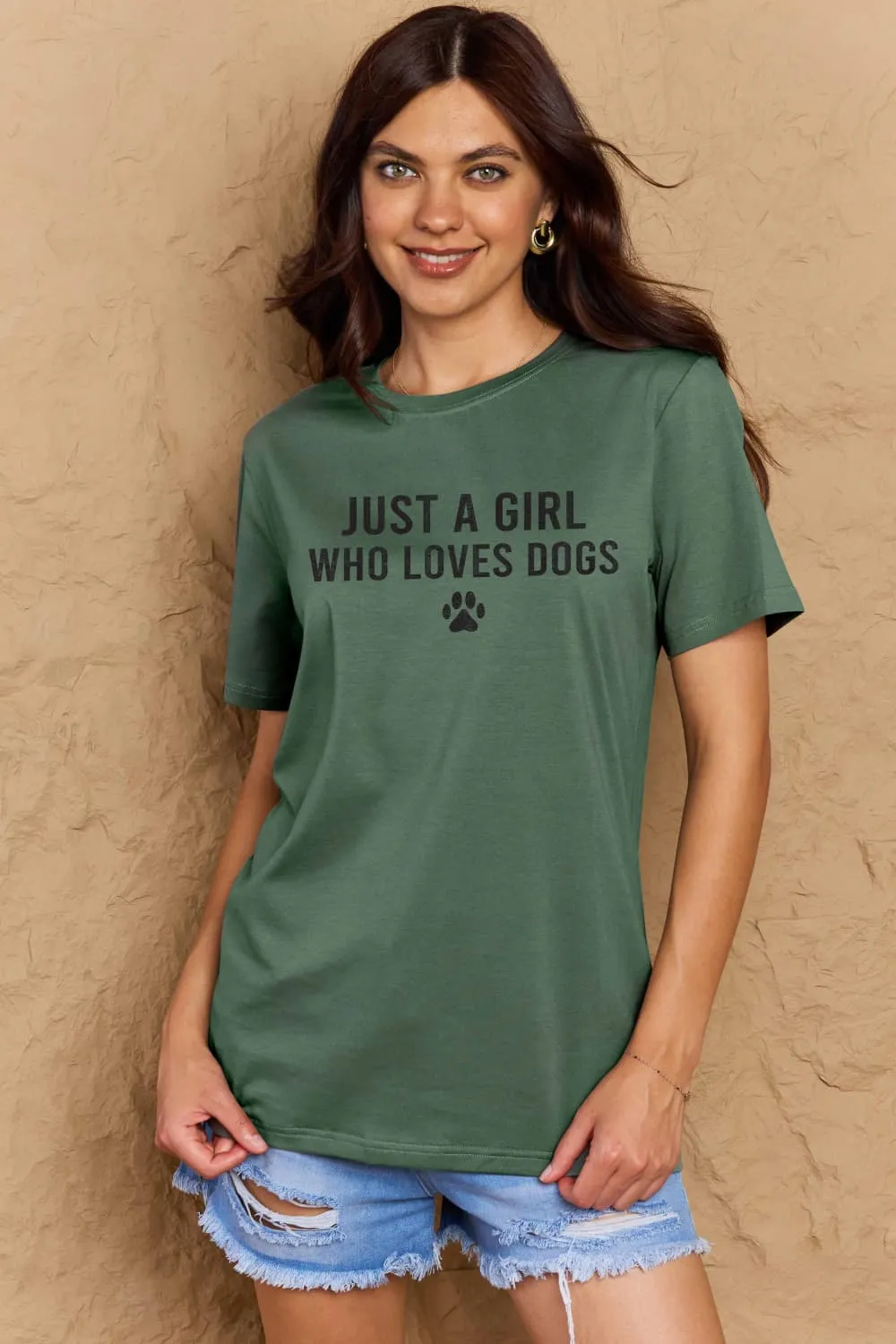 Full Size Dog Paw Graphic Cotton T-Shirt