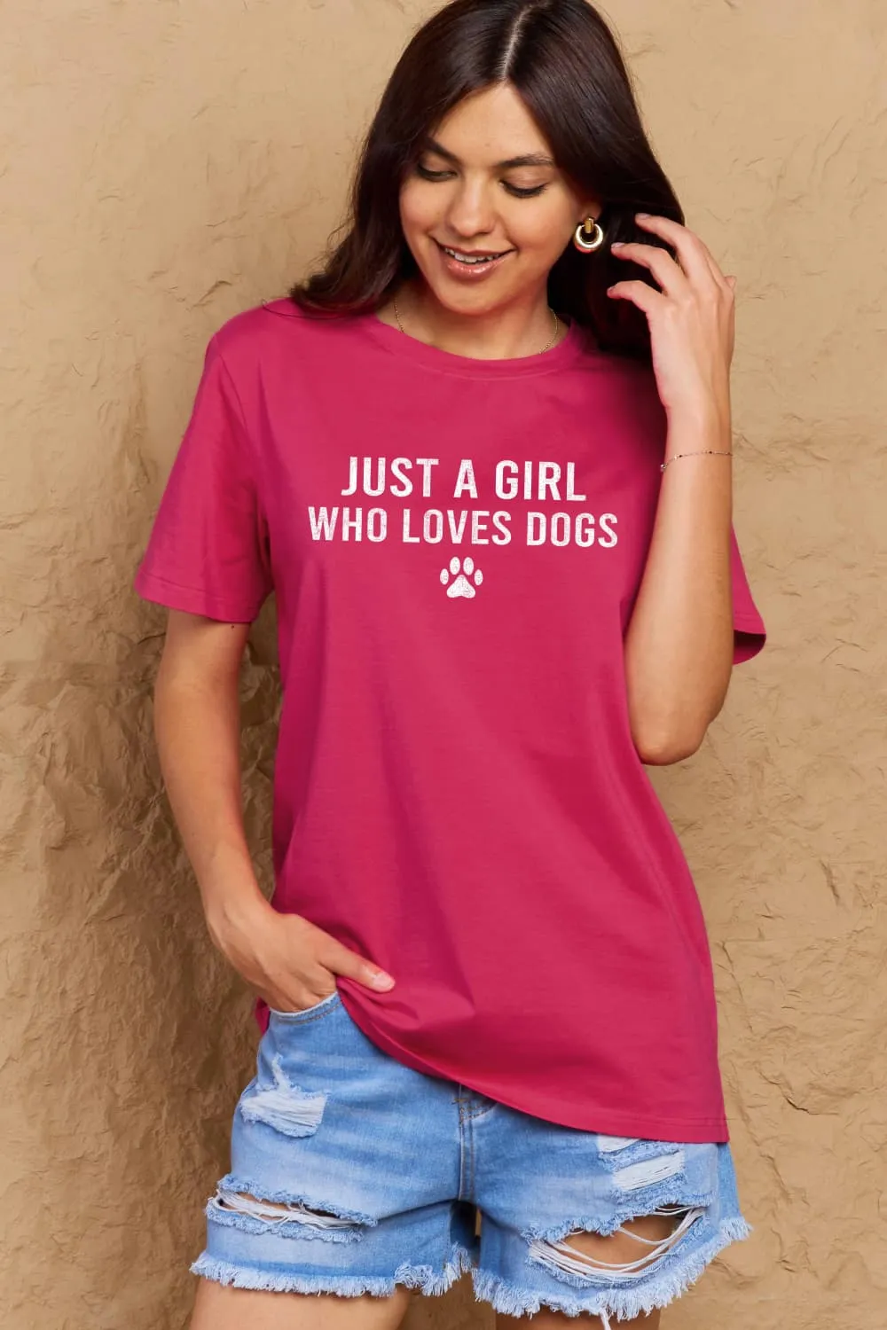 Full Size Dog Paw Graphic Cotton T-Shirt