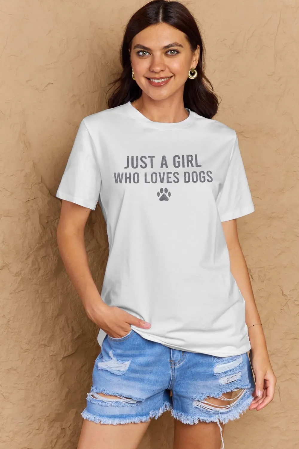 Full Size Dog Paw Graphic Cotton T-Shirt