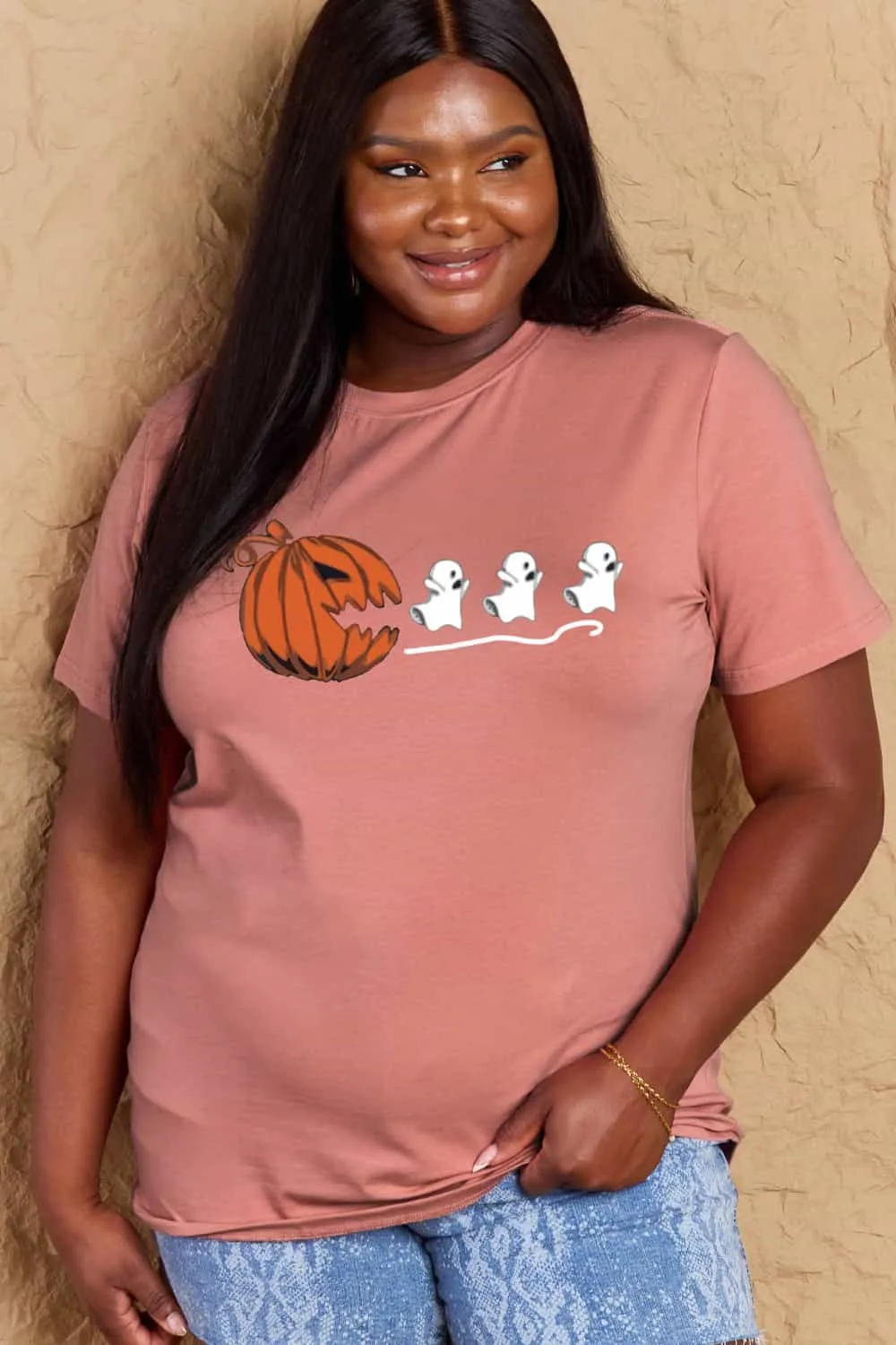 Full Size Jack-O'-Lantern Graphic Cotton T-Shirt